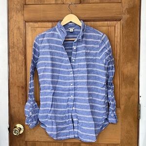 LL BEAN LINEN BUTTON DOWN SHIRT